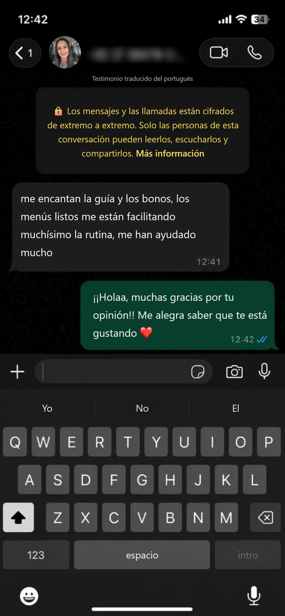 Testimonio de mamá traducido del portugués al español