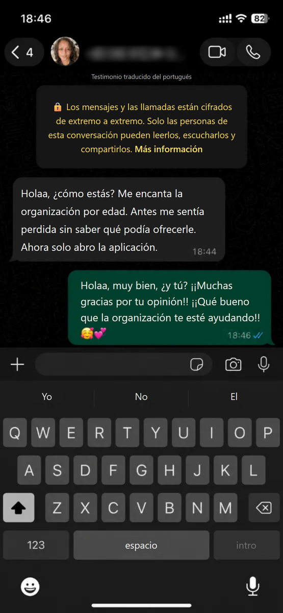 Testimonio de mamá traducido del portugués al español